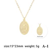 Retro Simple Style Oval Stainless Steel Plating Gold Plated Pendant Necklace sku image 1