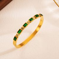 Elegant Luxurious Round Square Infinity Stainless Steel Enamel Plating Inlay Zircon 18k Gold Plated Bangle main image 4