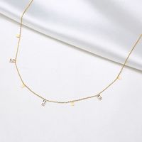 201 Stainless Steel Fairy Style Simple Style Plating Inlay Triangle Square Water Droplets Zircon Necklace main image 4