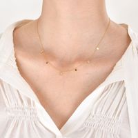 201 Stainless Steel Fairy Style Simple Style Plating Inlay Triangle Square Water Droplets Zircon Necklace sku image 7