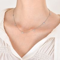 201 Stainless Steel Fairy Style Simple Style Plating Inlay Triangle Square Water Droplets Zircon Necklace sku image 11