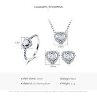Ins-stil Romantisch Glänzend Herzform Sterling Silber Überzug Inlay Zirkon Ringe Ohrringe Halskette main image 5