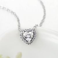 Ins-stil Romantisch Glänzend Herzform Sterling Silber Überzug Inlay Zirkon Ringe Ohrringe Halskette main image 2