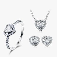 Ins-stil Romantisch Glänzend Herzform Sterling Silber Überzug Inlay Zirkon Ringe Ohrringe Halskette main image 1