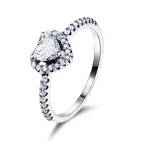 Ins-stil Romantisch Glänzend Herzform Sterling Silber Überzug Inlay Zirkon Ringe Ohrringe Halskette sku image 4