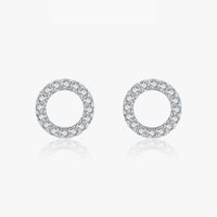 1 Pair Elegant Simple Style Classic Style Round Sterling Silver Plating Inlay Zircon Rhodium Plated Ear Studs main image 2