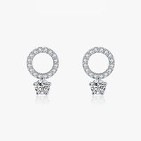 1 Pair Ins Style Casual Round Sterling Silver Plating Inlay Zircon Rhodium Plated Ear Studs main image 2
