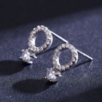 1 Pair Ins Style Casual Round Sterling Silver Plating Inlay Zircon Rhodium Plated Ear Studs main image 4