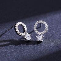1 Pair Ins Style Casual Round Sterling Silver Plating Inlay Zircon Rhodium Plated Ear Studs main image 5