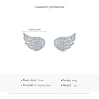 1 Pair Ins Style Fairy Style Korean Style Angel Wings Sterling Silver Plating Inlay Zircon Rhodium Plated Ear Studs main image 3