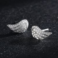 1 Pair Ins Style Fairy Style Korean Style Angel Wings Sterling Silver Plating Inlay Zircon Rhodium Plated Ear Studs main image 1