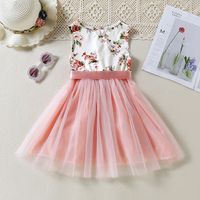 Cute Simple Style Bow Knot Patchwork Cotton Girls Dresses main image 3
