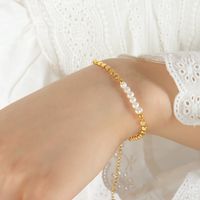 De Gros Élégant Style Baroque Style Simple Géométrique Perle D'eau Douce Le Cuivre Plaqué Or 18k Bracelets main image 6