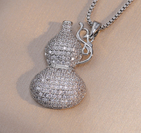 Ethnic Style Gourd Titanium Steel Inlay Zircon Pendants Pendant Necklace sku image 3