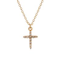 Ins Style Simple Style Cross Alloy Plating Inlay Zircon 18k Gold Plated Women's Pendant Necklace main image 2