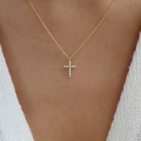 Ins Style Simple Style Cross Alloy Plating Inlay Zircon 18k Gold Plated Women's Pendant Necklace main image 1