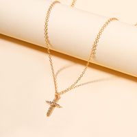 Ins Style Simple Style Cross Alloy Plating Inlay Zircon 18k Gold Plated Women's Pendant Necklace main image 5