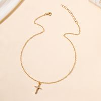 Ins Style Simple Style Cross Alloy Plating Inlay Zircon 18k Gold Plated Women's Pendant Necklace main image 3