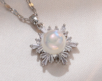 Strassenmode Blume Titan Stahl Inlay Künstliche Perlen Zirkon Anhänger Halskette Mit Anhänger sku image 2
