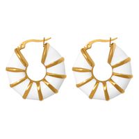 1 Pair Ins Style Exaggerated Modern Style Circle Enamel Plating Titanium Steel 18k Gold Plated Earrings main image 3