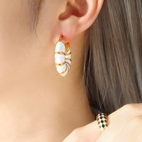 1 Pair Ins Style Exaggerated Modern Style Circle Enamel Plating Titanium Steel 18k Gold Plated Earrings main image 5