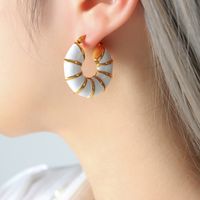 1 Pair Ins Style Exaggerated Modern Style Circle Enamel Plating Titanium Steel 18k Gold Plated Earrings main image 2