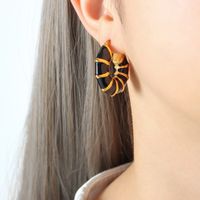 1 Pair Ins Style Exaggerated Modern Style Circle Enamel Plating Titanium Steel 18k Gold Plated Earrings main image 6