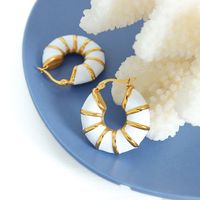 1 Pair Ins Style Exaggerated Modern Style Circle Enamel Plating Titanium Steel 18k Gold Plated Earrings main image 1