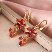 1 Pair Sweet Flower Copper Inlay Artificial Gemstones Earrings main image 5