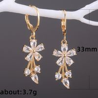 1 Pair Sweet Flower Copper Inlay Artificial Gemstones Earrings main image 6
