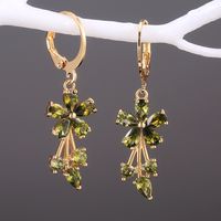 1 Pair Sweet Flower Copper Inlay Artificial Gemstones Earrings sku image 5