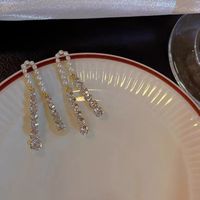 Glam Tassel Alloy Inlay Artificial Pearls Rhinestones Women's Drop Earrings main image 4