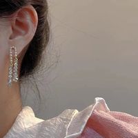 Glam Tassel Alloy Inlay Artificial Pearls Rhinestones Women's Drop Earrings main image 3