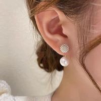 Elegant Geometric Alloy Inlay Artificial Pearls Women's Ear Studs main image 1