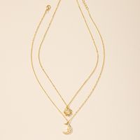 Wholesale Jewelry Classic Style Sun Moon Alloy Pendant Necklace sku image 1