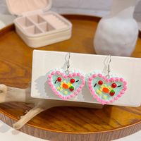 1 Par Moda Forma De Corazón Flor Nudo De Lazo Aleación Enchapado Embutido Diamante Artificial Mujeres Pendientes De Gota sku image 1