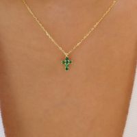 Wholesale Jewelry Classic Style Commute Korean Style Cross Alloy Zircon 18k Gold Plated Pendant Necklace sku image 1