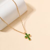 Wholesale Jewelry Classic Style Commute Korean Style Cross Alloy Zircon 18k Gold Plated Pendant Necklace main image 4