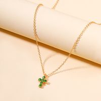 Wholesale Jewelry Classic Style Commute Korean Style Cross Alloy Zircon 18k Gold Plated Pendant Necklace main image 5