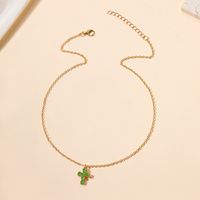 Wholesale Jewelry Classic Style Commute Korean Style Cross Alloy Zircon 18k Gold Plated Pendant Necklace main image 3