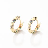1 Pair French Style Solid Color Plating Inlay Copper Zircon Gold Plated Hoop Earrings main image 2