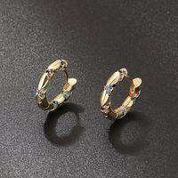 1 Pair French Style Solid Color Plating Inlay Copper Zircon Gold Plated Hoop Earrings main image 7