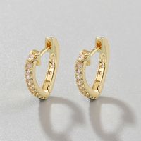 1 Pair Lady Vacation Sweet Leaves Heart Shape Copper Plating Inlay Zircon Gold Plated Hoop Earrings main image 4