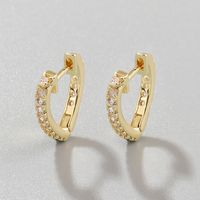 1 Pair Lady Vacation Sweet Leaves Heart Shape Copper Plating Inlay Zircon Gold Plated Hoop Earrings main image 2