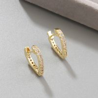 1 Pair Lady Vacation Sweet Leaves Heart Shape Copper Plating Inlay Zircon Gold Plated Hoop Earrings main image 3