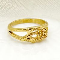 304 Stainless Steel 14K Gold Plated Romantic Roman Style Plating Rose Rings main image 3