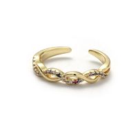 Woven Twisted Opening Micro Inlaid Zircon Adjustable Copper Ring main image 6