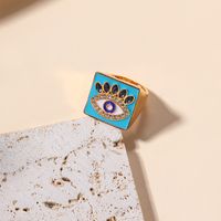 Retro Streetwear Eye Alloy Inlay Artificial Rhinestones Women's Wide Band Ring sku image 1