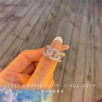 Simple Style Butterfly Copper Butterfly Inlay Zircon Open Ring sku image 28