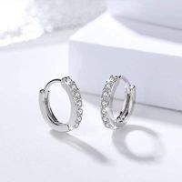 1 Pair Simple Style Shiny Round Plating Inlay Brass Zircon 18K Gold Plated White Gold Plated Hoop Earrings main image 7